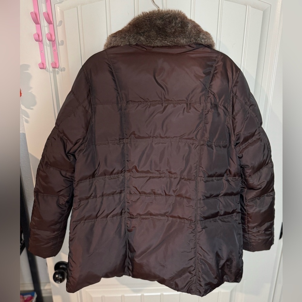 Eddie Bauer Chocolate Brown Fur-Collar Ski Jacket - Picture 8 of 12